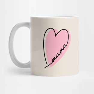 pink heart mama design line art heart letters mothers day gift for moms Mug